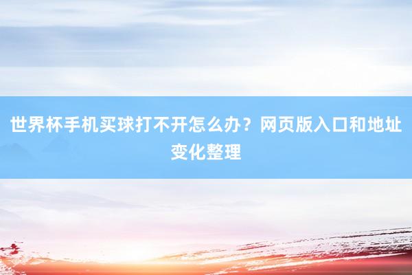 世界杯手机买球打不开怎么办？网页版入口和地址变化整理